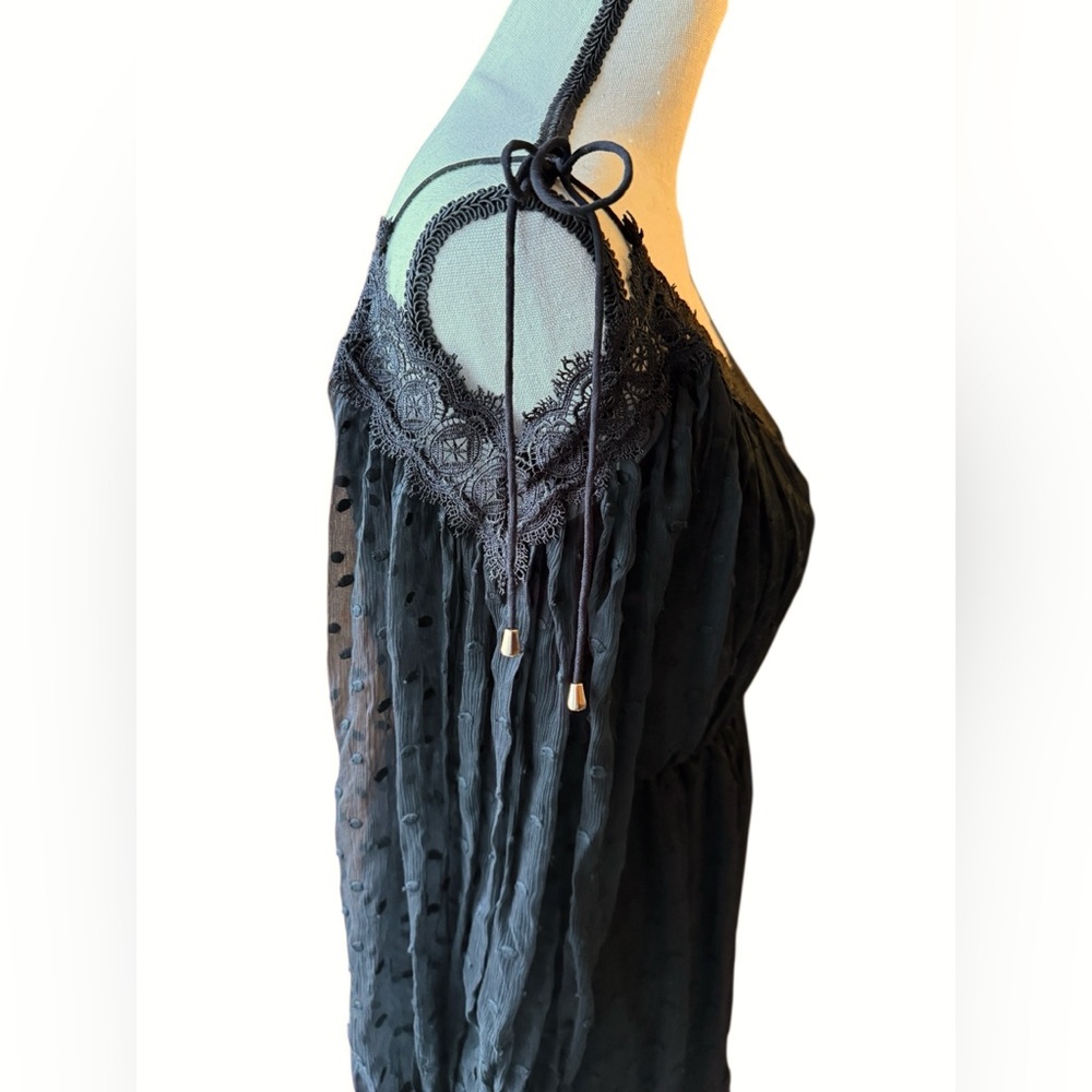 Zimmermann Black Silk Lace Trim Romper V Neck Long Sleeve Size 1 Small - Picture 8 of 13